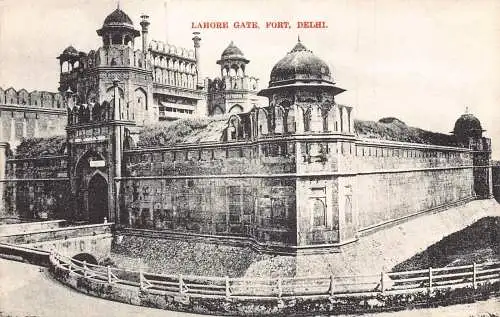 A006 Indien Delhi Lahore Gate Fort Vintage Postkarte