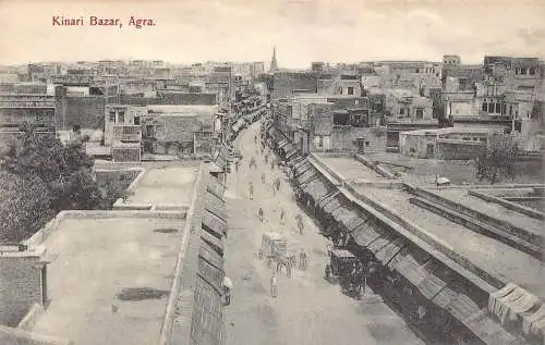 A006 Indien Agra Kinari Bazar Kutschen Geschäfte Markt Vintage Postkarte