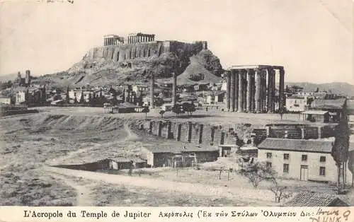 A762 Griechenland 1904 Acropole du Temple de Jupiter Akropolis Athen Vintage Postkarte