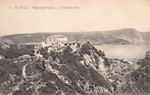 A762 Griechenland Korfu Korfu Paleocastrizza Le Monastere Kloster Vintage Postkarte