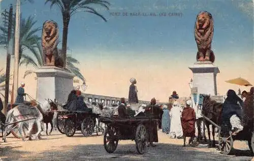 A763 Ägypten Pont de Kasr-el-Nil Kairo Kutschen Vintage Postkarte