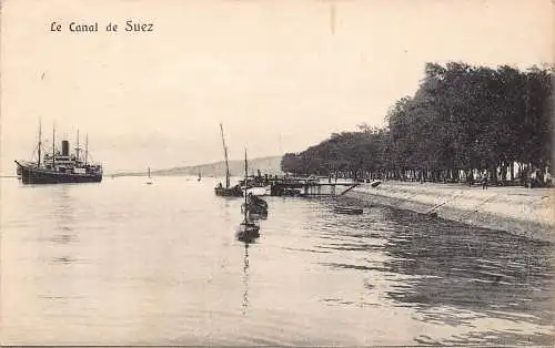 A763 Ägypten Suezkanal Dampfschiffe Vintage Postkarte