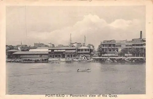 A763 Ägypten Port Said General View Kai Zigaretten Laurens Hotelschild Postkarte