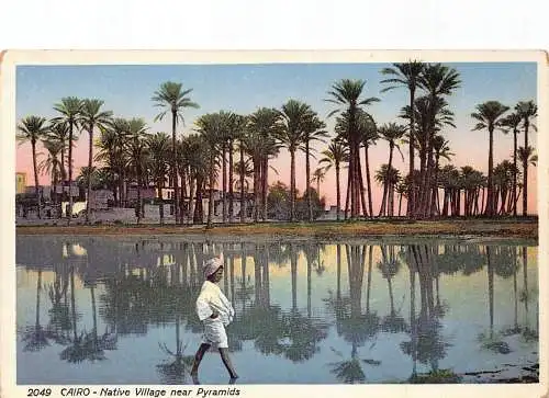A763 Ägypten Kairo Ureinwohnerdorf in der Nähe von Pyramiden ethnische Frau Vintage Postkarte