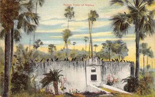 A005 Indien Parsee Turm der Stille Vintage Postkarte