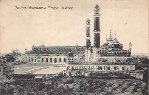 A006 Indien Lucknow die große Emambara & Moschee Vintage Postkarte
