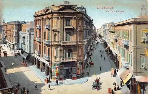 A763 Ägypten Alexandria Rue Cherif Pacha Street Vintage Postkarte
