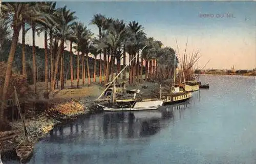A764 Ägypten Bord du Nil Nil Boote Vintage Postkarte