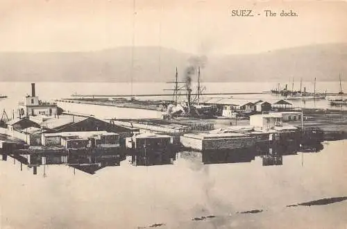 A764 Ägypten Suez The Docks Vintage Postkarte