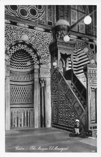 A765 Ägypten Kairo Moschee El Mouayad Ureinwohner beten RPPC Vintage Postkarte