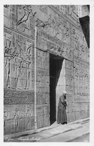 A765 Ägypten Edfou Tempel Reliefs RPPC Vintage Postkarte