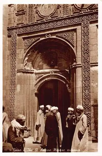 A765 Ägypten Kairo El Azhare Moschee Eingang Einheimische Männer Ethnisch RPPC Postkarte