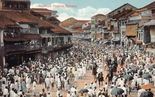 A005 Indien Bombay Mumbai Mohrrum Festival Eisladen Vintage Postkarte