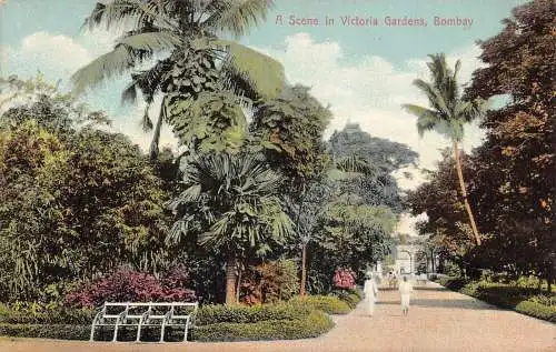 A005 Indien Bombay Mumbai Eine Szene in Victoria Gardens Bank Vintage Postkarte