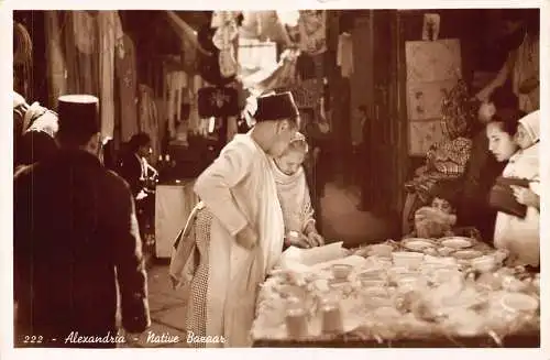 A765 Ägypten Alexandria Native Bazaar Teetasse Verkäufer Ethno RPPC Vintage Postkarte
