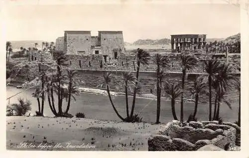 A765 Ägypten Philae vor der Überschwemmung RPPC Vintage Postkarte