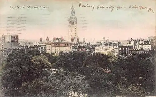 A766 USA 1907 New York City Madison Square Vintage Postkarte