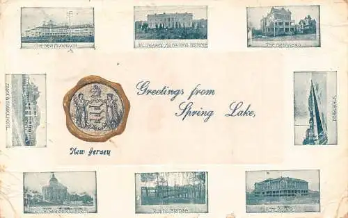A766 US Greetings from Spring Lake New Jersey Multi-View Vintage Postkarte