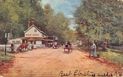 A766 US 1908 Philadelphia Valley Green Inn am Wissahickon Drive Postkarte