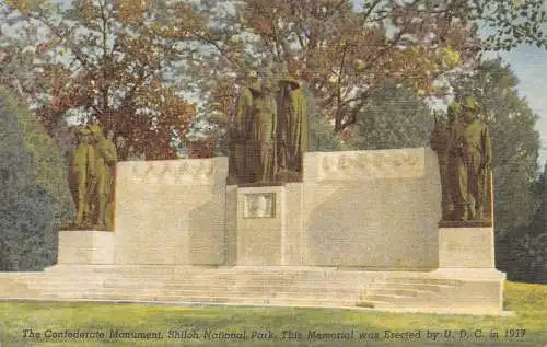 A766 US Confederate Monument Shiloh Nat Park Memorial Vintage Postkarte