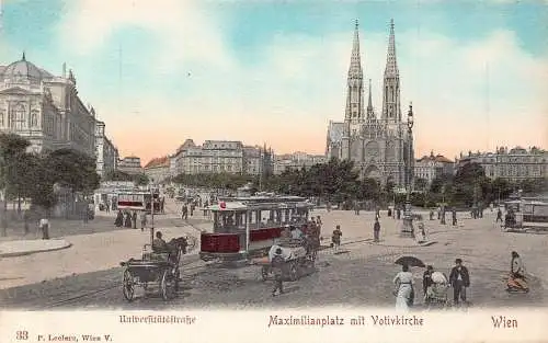 A002 Österreich Wien Universität Straße Straßenbahnwagen Maximiliansplatz Postkarte