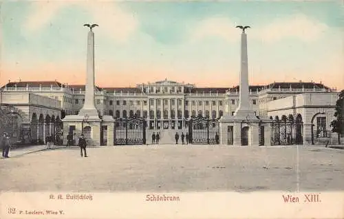 A002 Österreich Wien Schloss Schönbrunn Eingangstor Vintage Postkarte