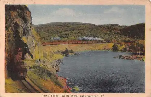 A766 Kanada Nerztunnel North Shore Lake Superior Dampfzug Vintage Postkarte