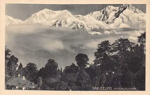A004 Indien Darjeeling Kinchunjunga Berg Vintage Postkarte