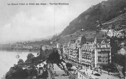 A003 Schweiz Le Grand Hotel des Alpes Territet Montreux Vintage Postkarte