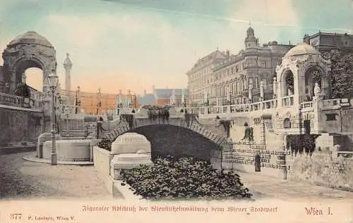 A002 Österreich Wien Wienflusssportal Brücke Vintage Postkarte