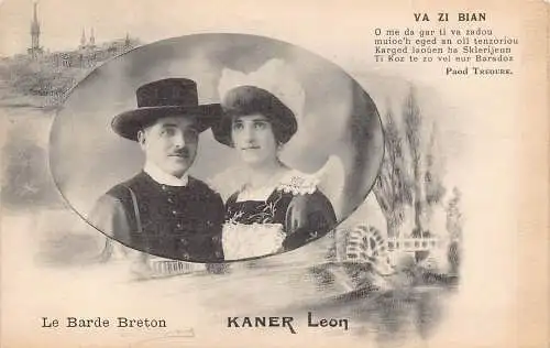 A767 Frankreich Le Barde Breton Kaner Leon Ureinwohner Paar Kaner Leon Postkarte