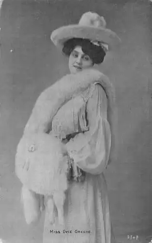 A768 Edwardianische britische Schauspielerin Miss Evie Greene 1907 Postkarte