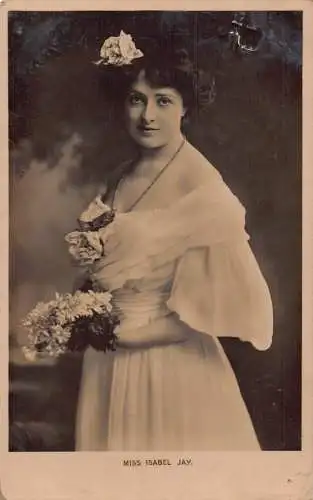 A768 Edwardianische britische Schauspielerin Miss Isabel Jay 1907 RPPC Postkarte
