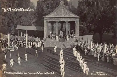 A769 Bath Historischer Festzug 1909 Prozession Amerikanische Repre Mutter RPPC Postkarte