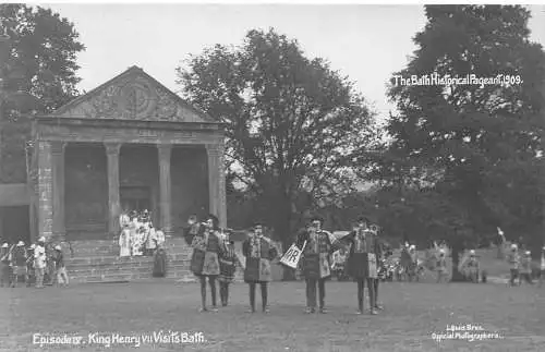 A769 Bath Historischer Festzug 1909 Episode IV König Heinrich VII besucht RPPC Postkarte