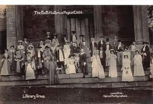 A769 Bath Historischer Festzug 1909 Literarische Gruppe RPPC Postkarte