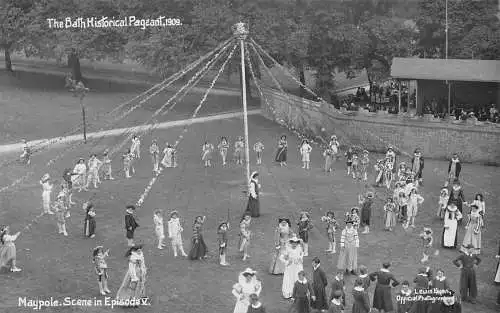 A769 Bath Historischer Festzug 1909 Maibaum-Szene in Ep V RPPC Postkarte