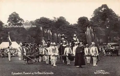 A769 Bath Historischer Festzug 1909 Beerdigung Sir Bevil Grenville RPPC Postkarte
