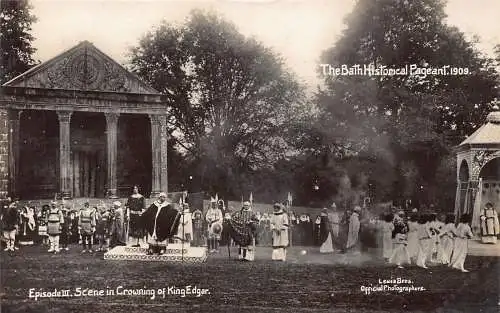 A769 Bath Historischer Festzug 1909 Krönung in König Edgar Ep III RPPC Postkarte