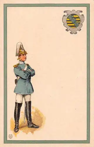 L057 Deutschland Kaiserliches Heer Parade Uniform Litho Vintage Postkarte