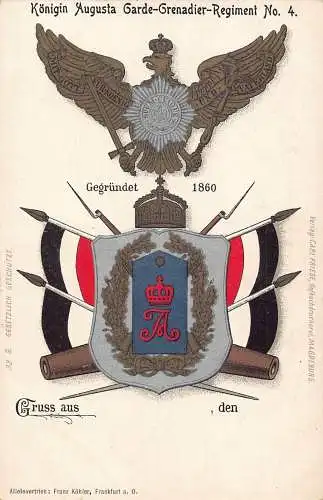 L057 Deutschland Kaiserin Augusta Garde Grenadier Regiment Litho Vintage Postkarte