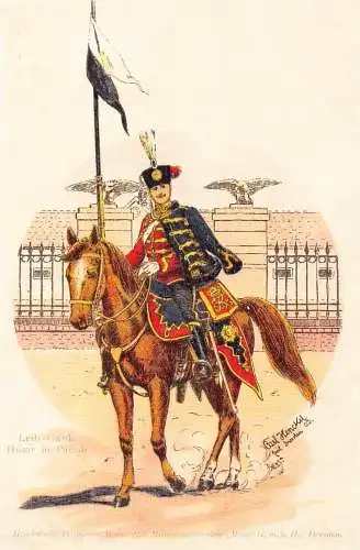 L057 Deutschland Rettungsschwimmer Husar in Parade signiert Litho Vintage Postkarte