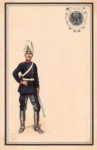 L057 Deutschland Kaiserliches Heer Soldat Uniform Litho Vintage Postkarte