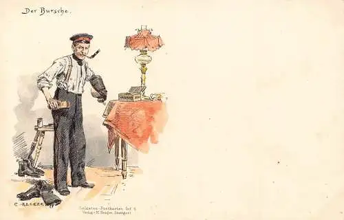 L059 Deutschland Der Junge Soldat Becker signiert Litho Vintage Postkarte