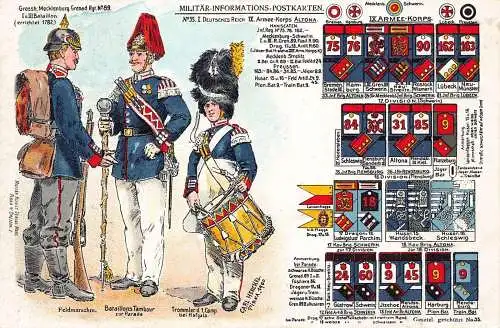 L055 Bundeswehr Trommler Trommelbataillone Uniformen Litho Postkarte