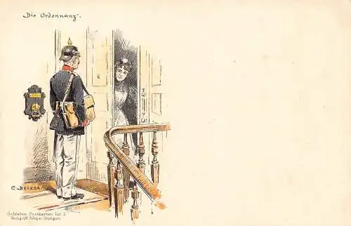 L059 Deutschland Der Ordentliche Becker signiert Litho Vintage Postkarte