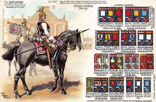 L055 Wehrmacht Garde-Korps Berlin Reitpferd Uniformen Litho Postkarte
