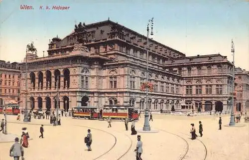 A002 Österreich Wien KK Hofoper Straßenbahn Schloss Vintage Postkarte