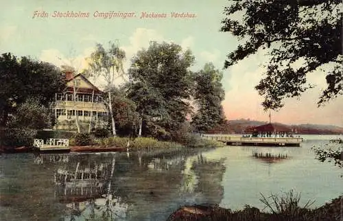 A001 Schweden Fran Stockholm Omgifningar Nackanaes Vaerdshus Vintage Postkarte