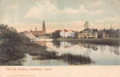 A001 Schweden Upsala Parti fran Gangbron Svartbecksg Vintage Postkarte